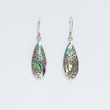 Shell & Silver Earrings - Long Teardrop - Abalone - SHAMTAM.COM