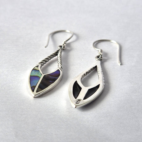 Shell & Silver Earrings - Spear Drops - Abalone - SHAMTAM.COM