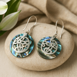 Abalone Shell Sterling Silver Flower Earrings Pair - SHAMTAM.COM