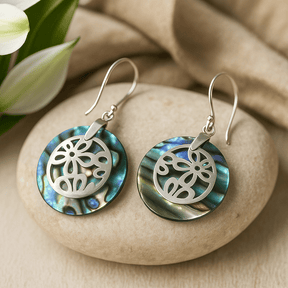 Abalone Shell Sterling Silver Flower Earrings Pair - SHAMTAM.COM