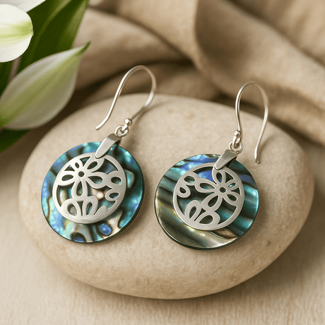 Abalone Shell Sterling Silver Flower Earrings Pair - SHAMTAM.COM