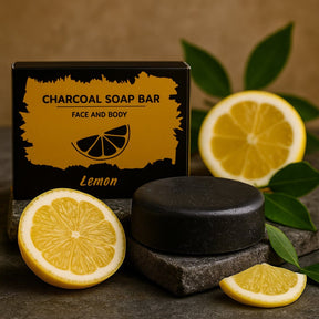 Activated Charcoal Soap Bar Lemon 85g - SHAMTAM.COM