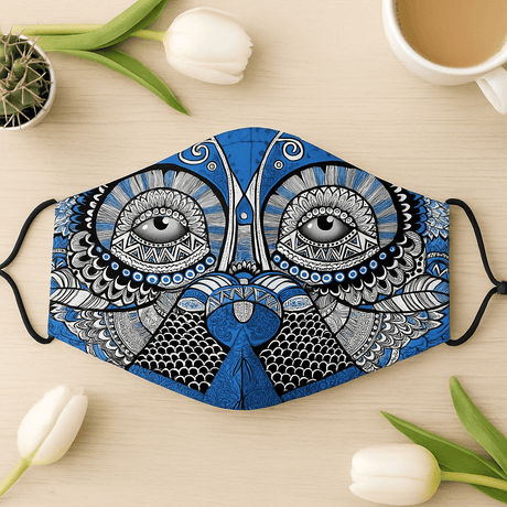 Adult Cloth Face Mask Owl Print With Filter - SHAMTAM.COM