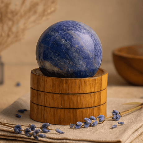 Afghan Lapis Lazuli Sphere 40mm With Stand - SHAMTAM.COM