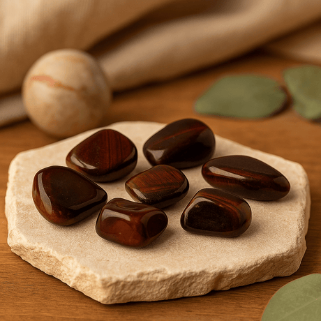African Red Tiger's Eye Tumbled Stones 6 - Piece 30mm - SHAMTAM.COM