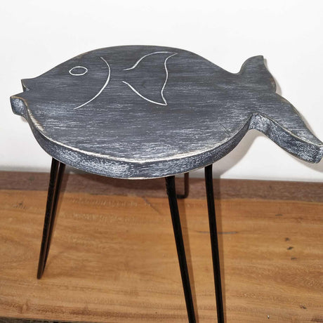 Albasia Wood Fish Stand - Greywash - SHAMTAM.COM