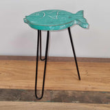 Albasia Wood Fish Stand - Turquoise - SHAMTAM.COM