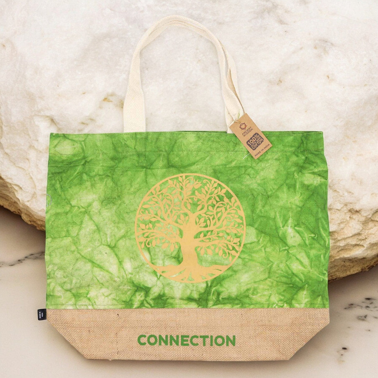 Tree of Life Tote Bag - Green Stonewash - Connection - SHAMTAM.COM