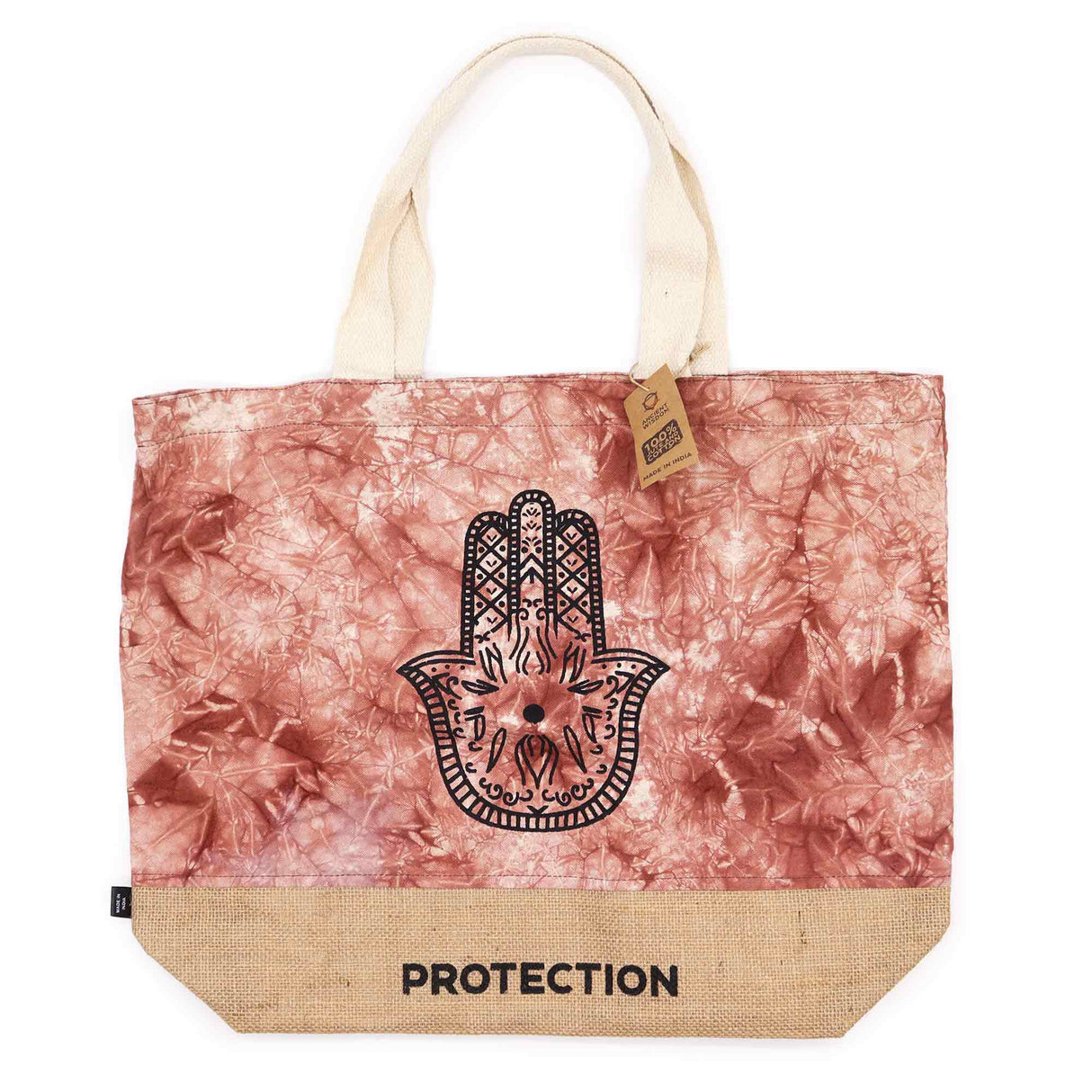 Hamsa Tote Bag - Terracotta Stonewash - Protection - SHAMTAM.COM