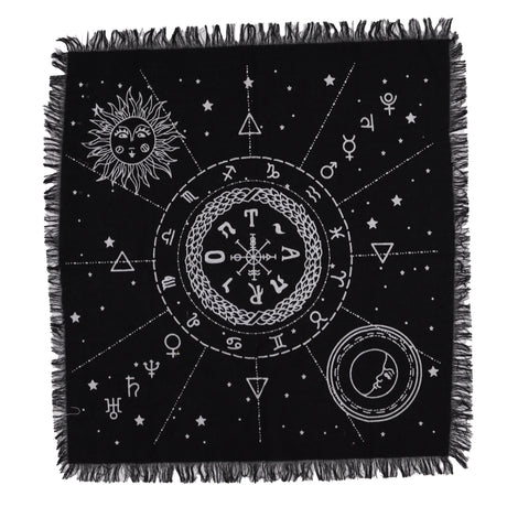 Esoteric Fringed Altar Cloth - Moon & Sun Chart - SHAMTAM.COM