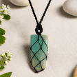 Amazonite Flat Point Pendant Necklace, Adjustable Cord - SHAMTAM.COM