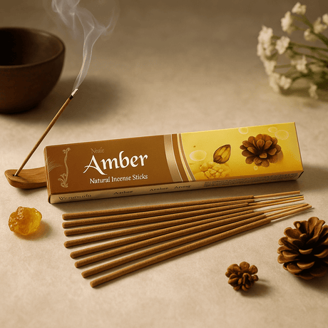 Amber Incense Sticks Box of 12 - Vedic - SHAMTAM.COM