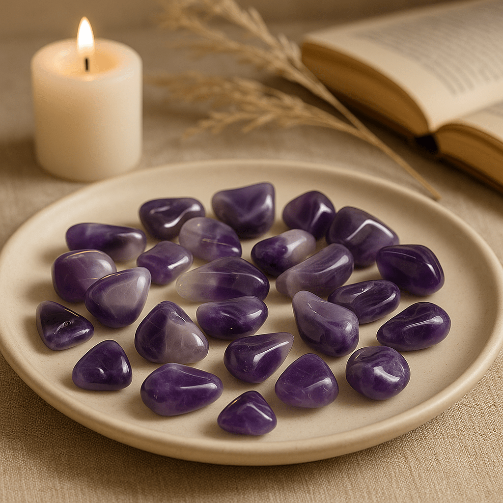 Amethyst Banded Tumbled Stones, 24 Pieces Grade A - SHAMTAM.COM