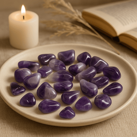 Amethyst Banded Tumbled Stones, 24 Pieces Grade A - SHAMTAM.COM
