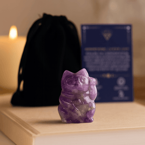 Amethyst Cat Figurine, 50x35x25mm - SHAMTAM.COM