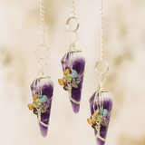Amethyst Crystal Pendulum with Seven Chakra Beads - SHAMTAM.COM