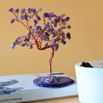 Amethyst Crystal Tree On Agate Base, 100 Gemstones
