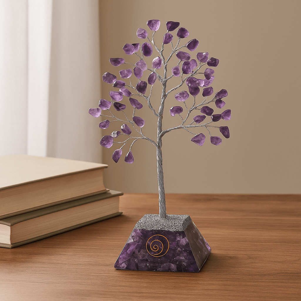 Amethyst Crystal Tree Orgonite Base 160 Gemstones - SHAMTAM.COM