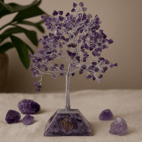 Amethyst Crystal Tree Orgonite Base, 320 Gemstones - SHAMTAM.COM