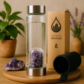 Amethyst Crystal Water Bottle With Chips - SHAMTAM.COM