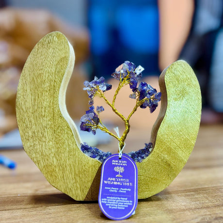 Amethyst Crystal Wishing Tree Mango Wood 60 Chipstones - SHAMTAM.COM