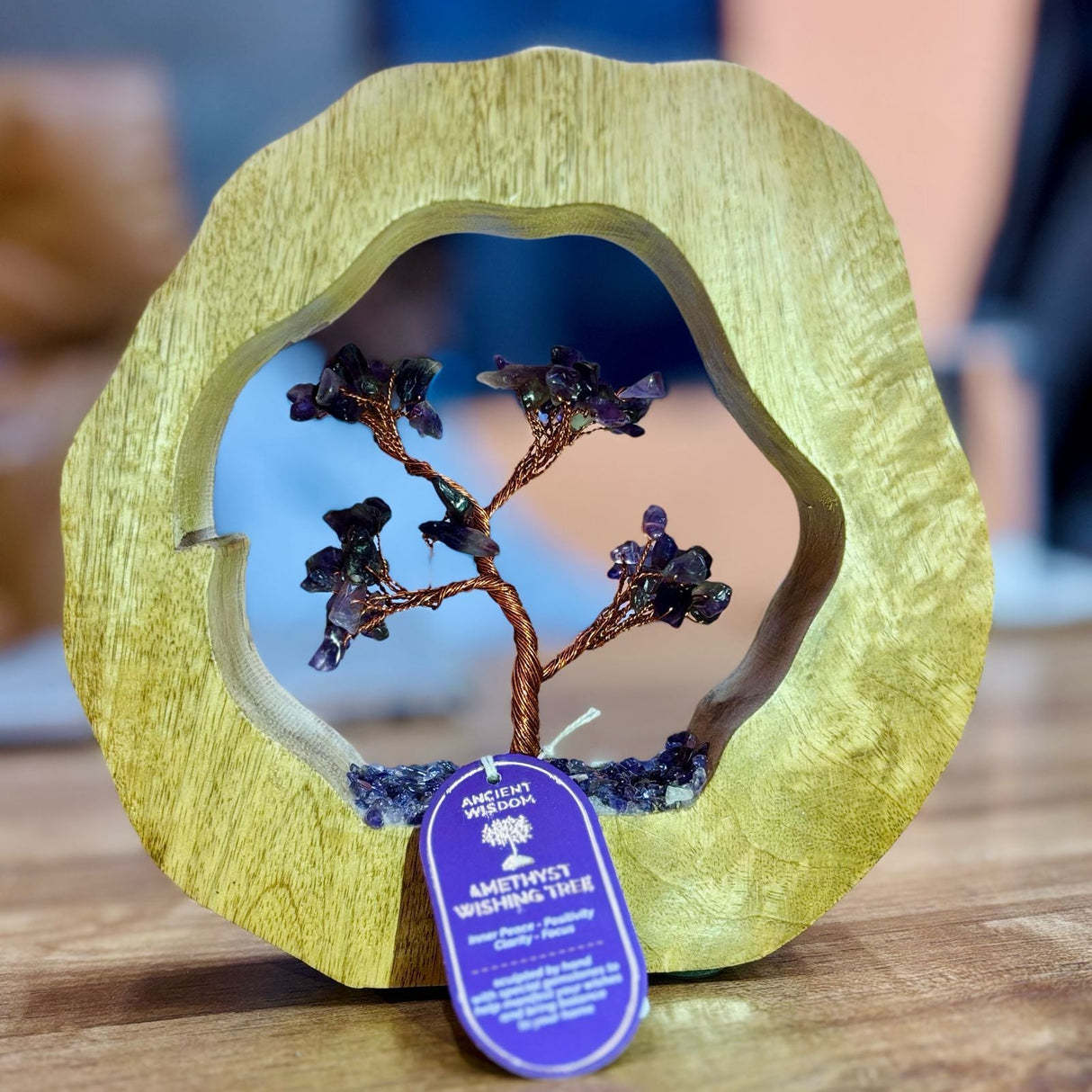 Amethyst Gemstone Tree Mango Wood Ring 60 Chips - SHAMTAM.COM