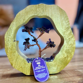 Amethyst Gemstone Tree Mango Wood Ring 60 Chips - SHAMTAM.COM