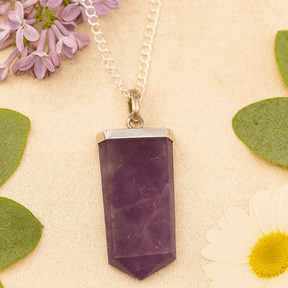 Amethyst Pendant Flat Pencil Crystal - SHAMTAM.COM