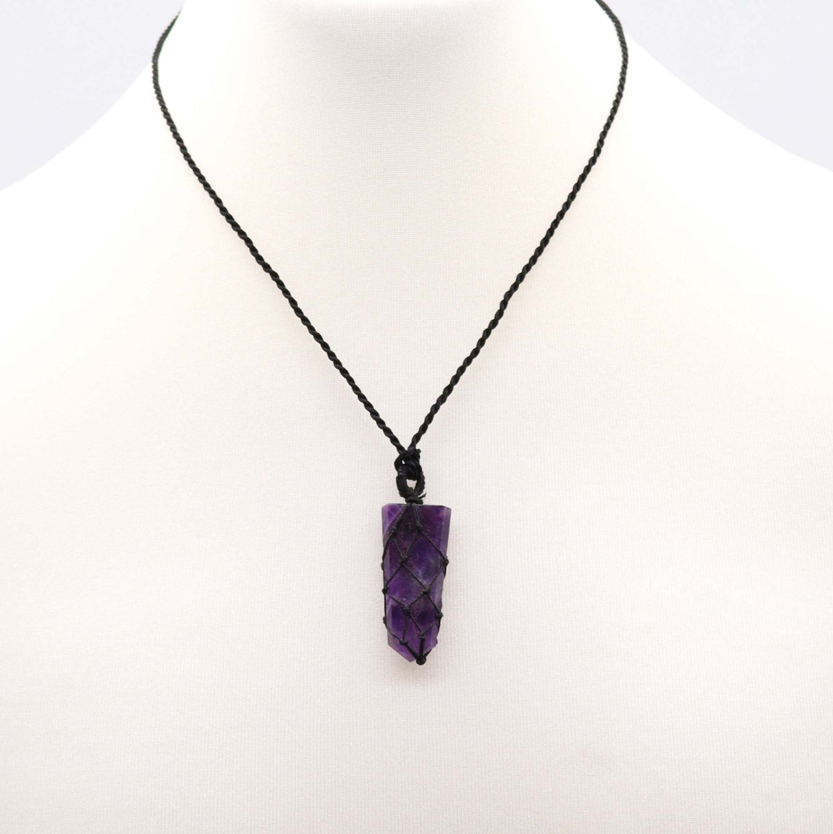 Amethyst Pendant - Laced Crystal Gemstone Flat Point - SHAMTAM.COM