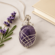 Amethyst Pendant Necklace Wire Wrapped 50cm Chain - SHAMTAM.COM