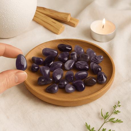 Amethyst Tumbled Stones African Small 24 Pieces - SHAMTAM.COM