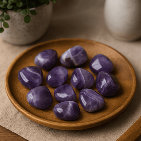 Amethyst Tumbled Stones Banded Medium 24 Pack - SHAMTAM.COM