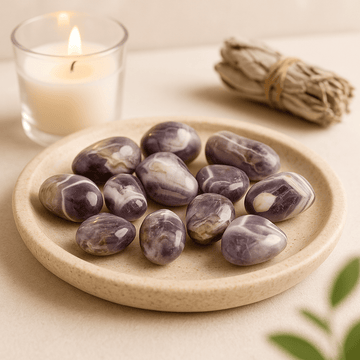 Amethyst Tumbled Stones Chevron Medium 12 Pieces
