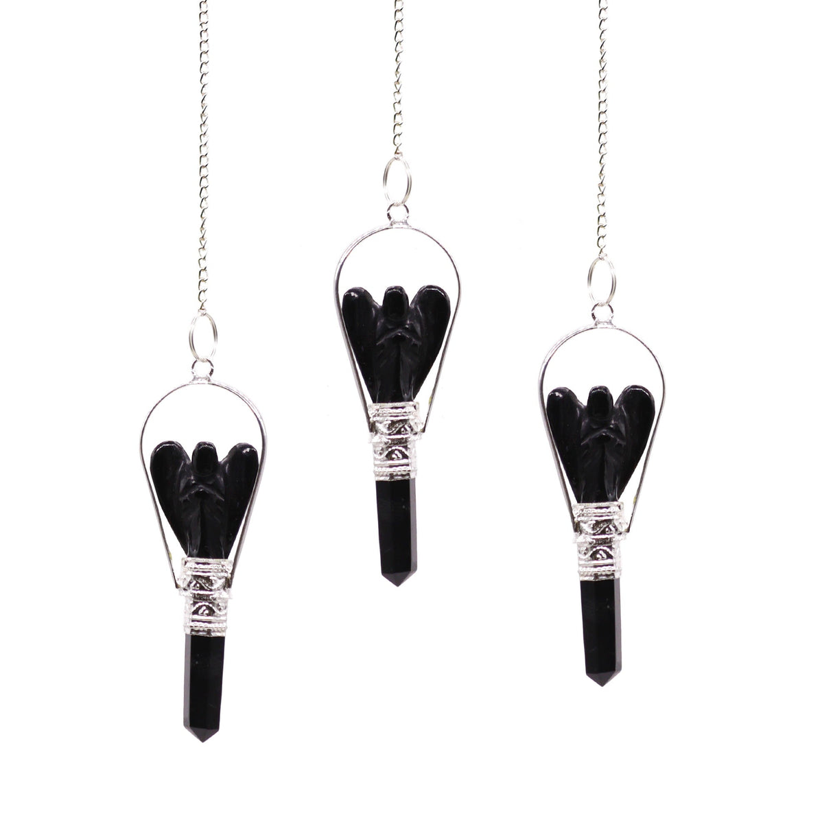 Angel Pendulum with Ring - Black Agate - SHAMTAM.COM