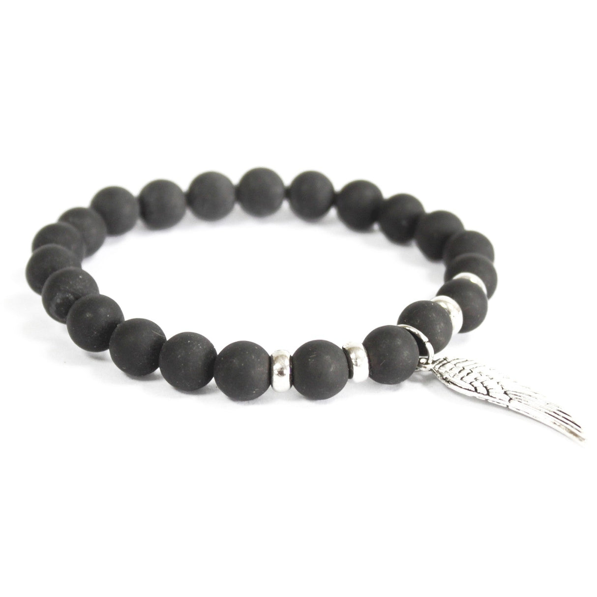 Black Agate Crystal Bracelet Angel Wing - SHAMTAM.COM