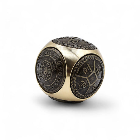 Antique Brass Feng Shui Wealth Dice, Large Rounded - SHAMTAM.COM