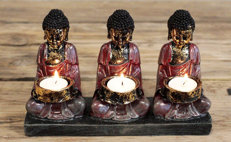 Antique Buddha - Three Devotees Candle Holder - SHAMTAM.COM