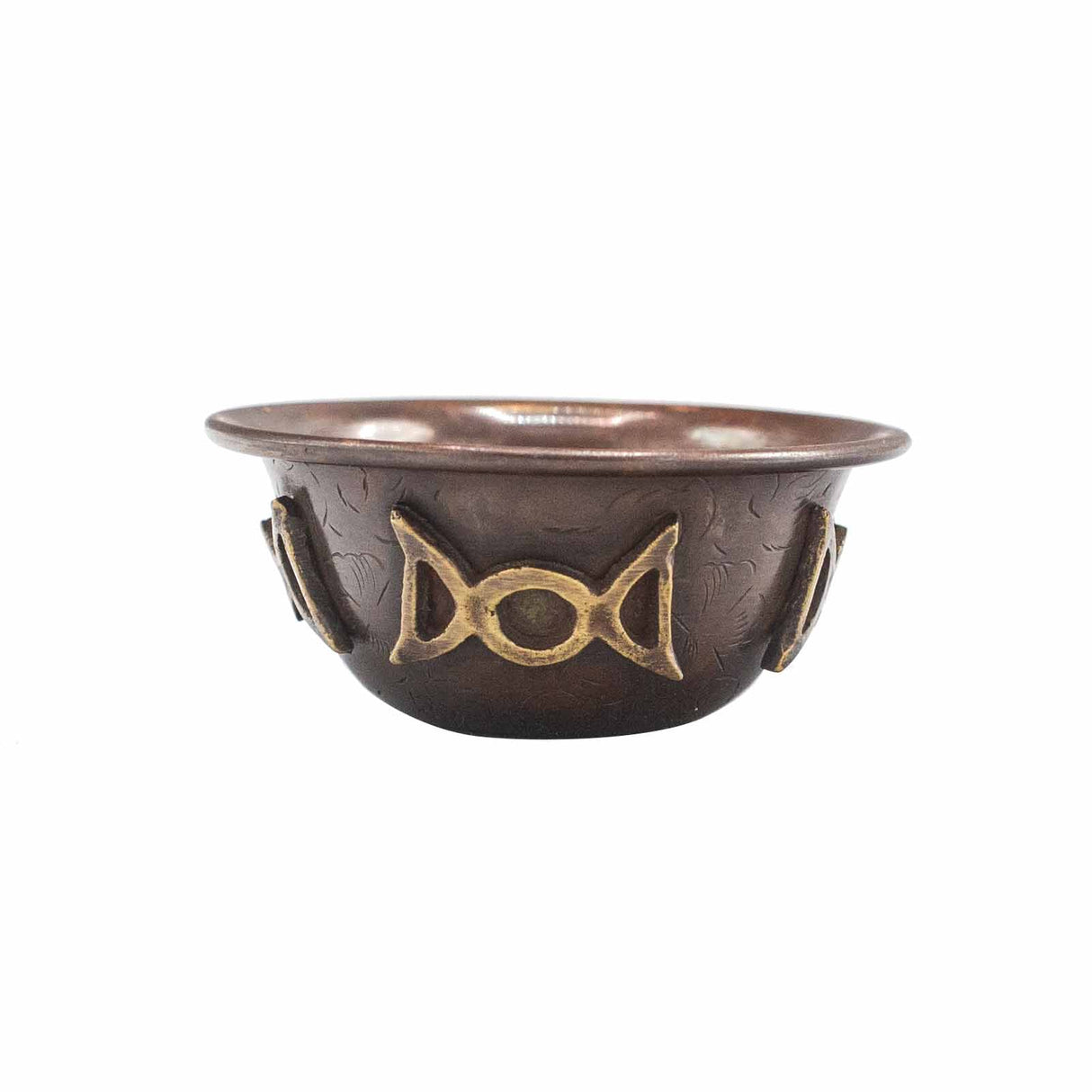 Antique Copper Ritual Bowl with Triple Moon 8x4cm - SHAMTAM.COM