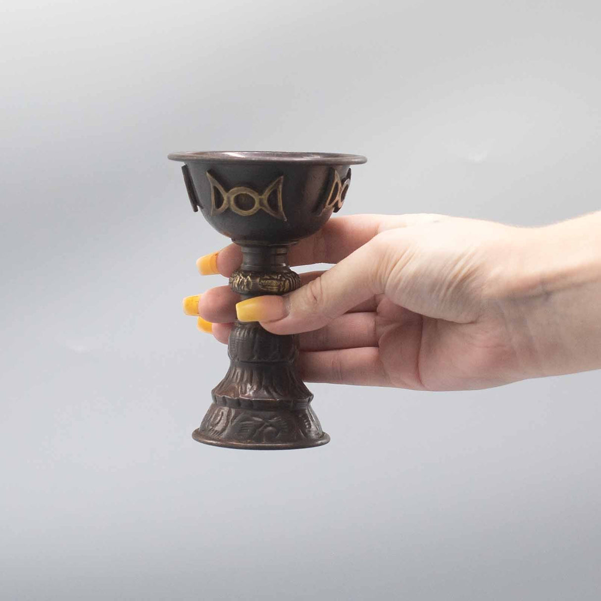 Ritual Goblet with Triple Moon Antique Copper 8x13cm - SHAMTAM.COM