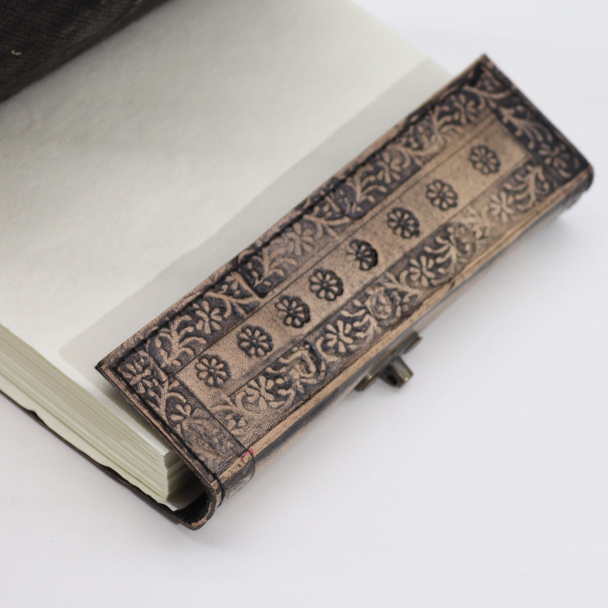 Antique Grey Two Dragons Esoteric Notebook with Turquoise Stone - 200 Pages, Stitch Edge, 17.5x12.5x3cm - Vintage Fantasy Journal - SHAMTAM.COM