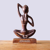 Antique Wooden Yoga Sculpture - Cow Face Pose - "Stretch into Your Strength" Figurine - SHAMTAM.COM