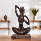Antique Wooden Yoga Sculpture - Cow Face Pose - "Stretch into Your Strength" Figurine - SHAMTAM.COM