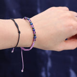 Aquarius Zodiac Crystal Candle with Amethyst Gemstone Bracelet - Aromatic Amethyst & Amber Scent for Spiritual Growth and Grounding - SHAMTAM.COM