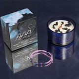Aquarius Zodiac Crystal Candle with Amethyst Gemstone Bracelet - Aromatic Amethyst & Amber Scent for Spiritual Growth and Grounding - SHAMTAM.COM