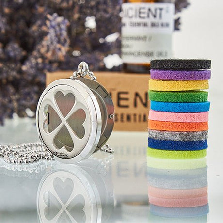 Aromatherapy Necklace - Four Leaf Clover - Oil Diffuser 30mm - SHAMTAM.COM