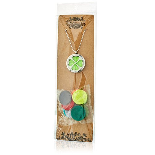 Aromatherapy Necklace - Four Leaf Clover - Oil Diffuser 30mm - SHAMTAM.COM