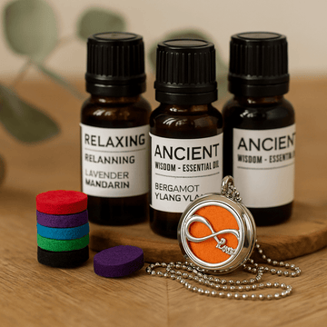 Conjunto de Colar Difusor de Aromaterapia, Amor Infinito 3 Óleos