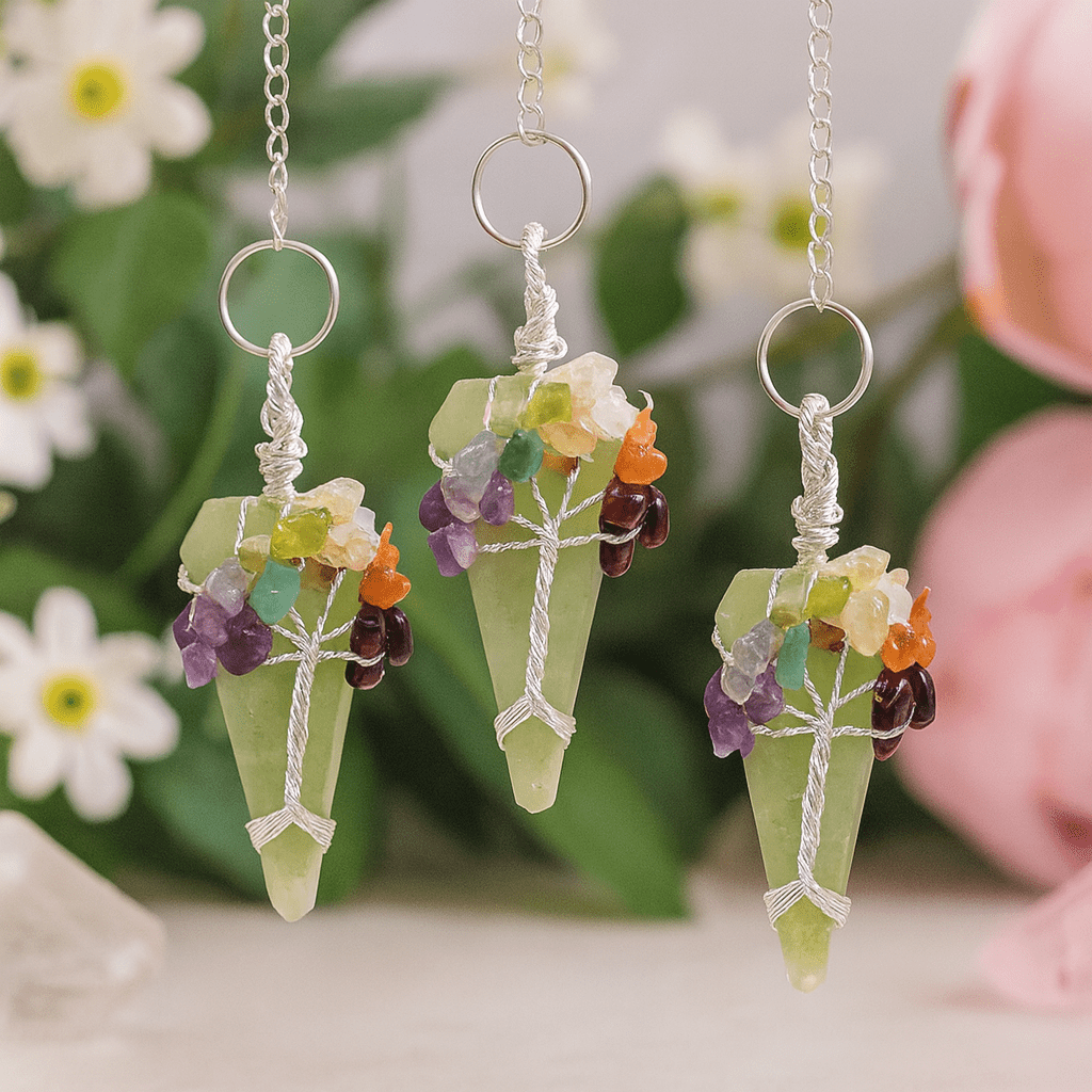 Aventurine Crystal Pendulum Seven Chakra Beads - SHAMTAM.COM