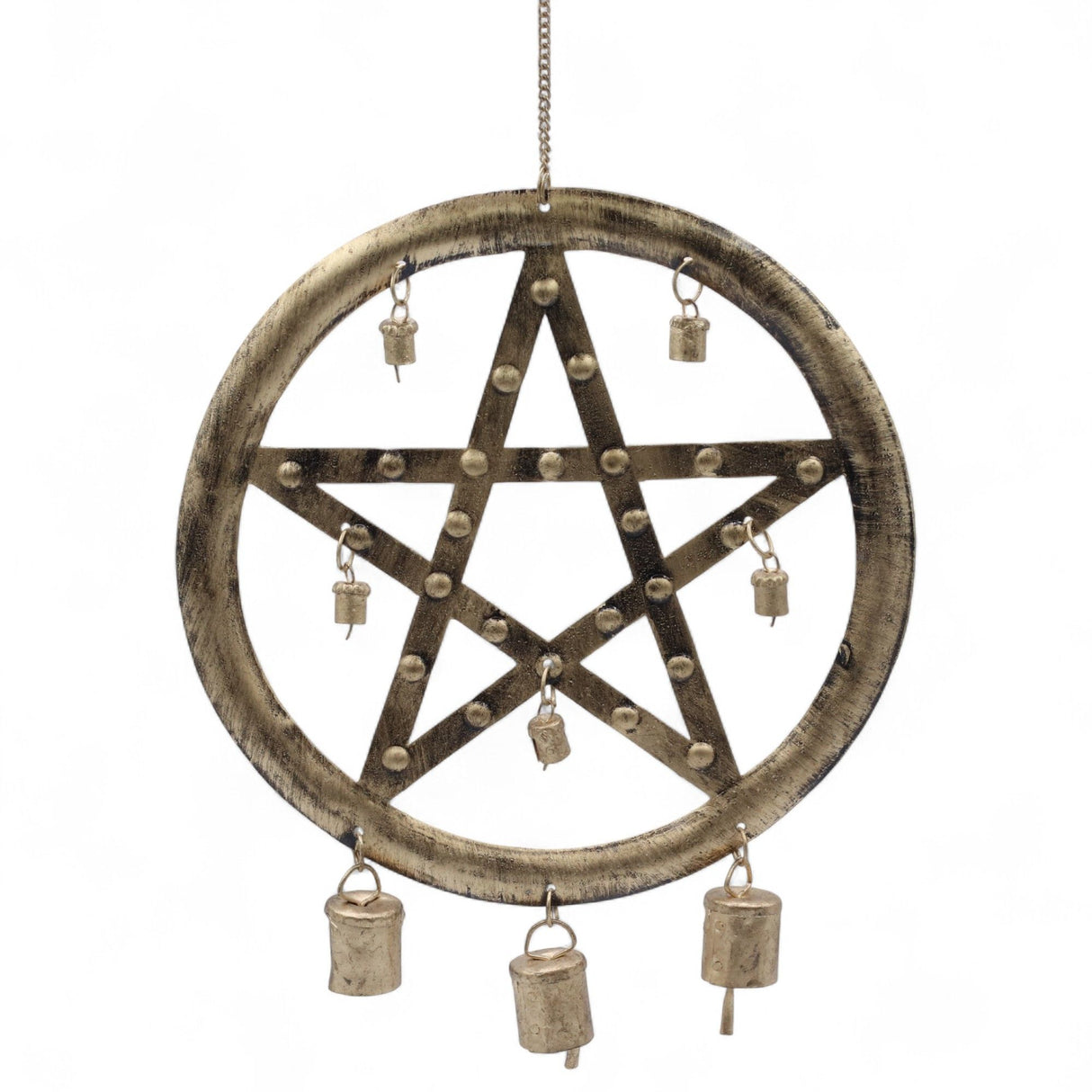 Indian Metal Star Cowbell Wind Chime 25x49cm