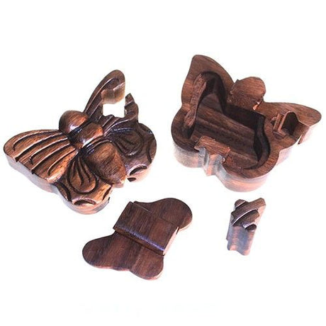 Wooden Puzzle Box With Secret Compartment – Butterfly